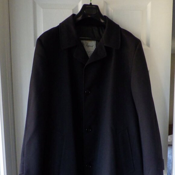 Vintage London Fog Trench Coat Men's 42 T/L Navy Blue 100% Wool Jacket Formal - Picture 2 of 12